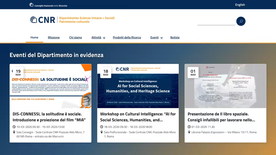 Screenshot of the CNR-DSU department website