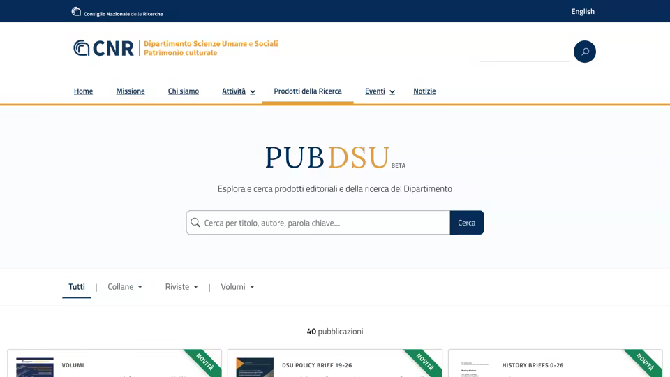 Screenshot of the PUBDSU research publications section